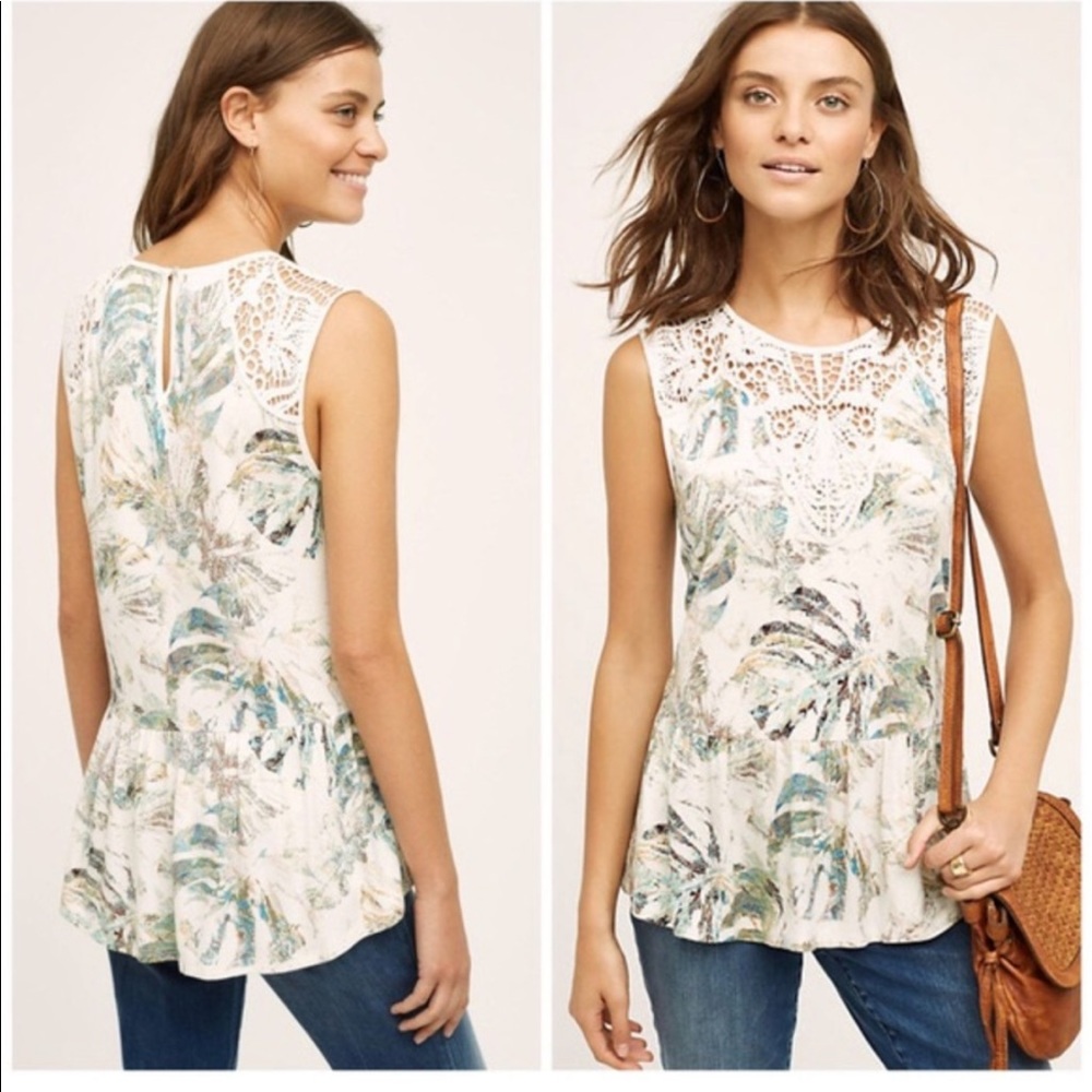 Anthropologie floral sleeveless top